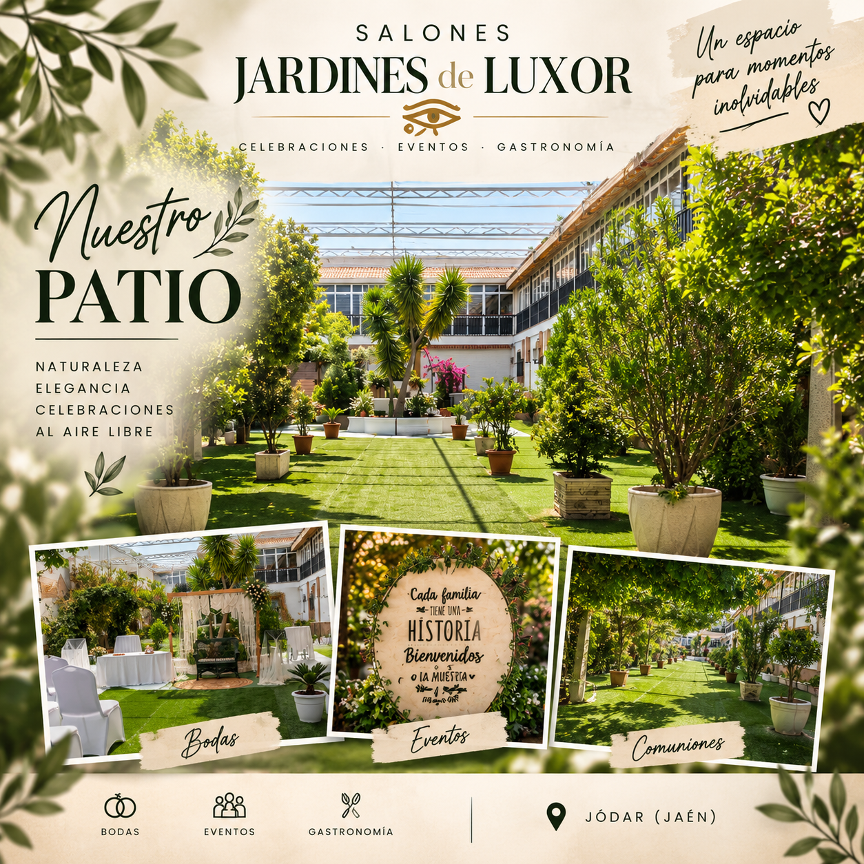Vistas reales del patio y jardines
